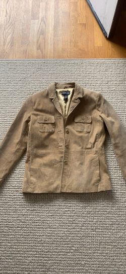 Style & Co. Suede Leather Button-Front Blazer Jacket