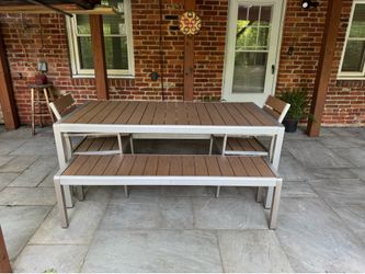Outdoor Dining Set – Table, 2 Benches & 2 Chairs