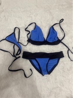 New small blue black festival y2k bikini rave swimsuit scrunch outfit sporty set 3 piece set low rise scrunch bottom.