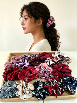 4 Pcs Random Hair Scrunchies for Women, Assorted Styles May Vary, No Duplicate Patterns Assorted Colors and Patterns, Satin and Fabric
