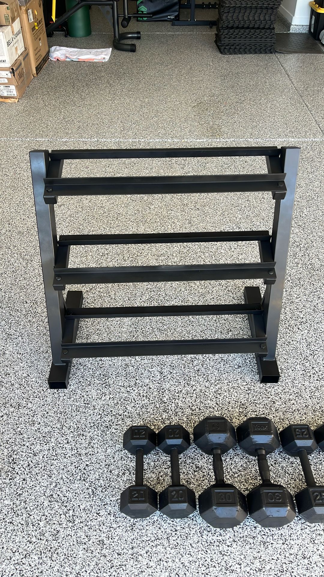 Custom Matte Black Dumbbell Rack (with Dumbbells)