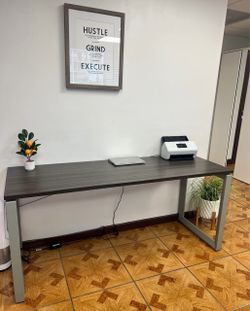 Modern Wood Grain Desk with Metal Legs