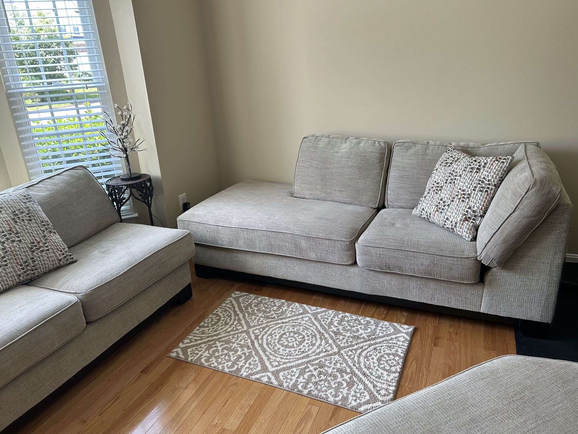 Beige 3 Piece Sectional Sofa with LAF Chaise