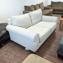 Free Delivery! Beige Studded Loveseat Couch 