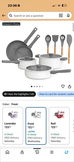 by bella 12 Piece Cookware Set w EverGood™ Ceramic Nonstick Coating​ and Silicone & Wood Utensils, Dishwasher Safe Silicone & Glass Lids, Oven Safe & 