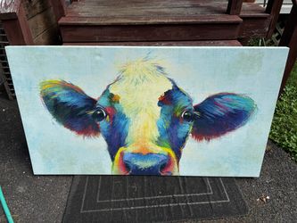 Peek A Moo Cow Canvas Art Print 30 X 54