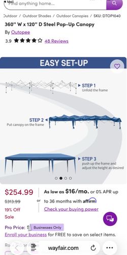 10 feet by 30 feet Canopy pop up tent