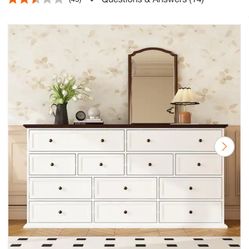 FUFU&GAGA 12-Drawer White Wood Dresser Storage Cabinet Vintage Style 31.5 in. H x 61 in. W x 15.7 in. D