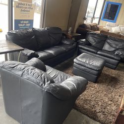 3 Piece Sofa With Ottoman Color Black 