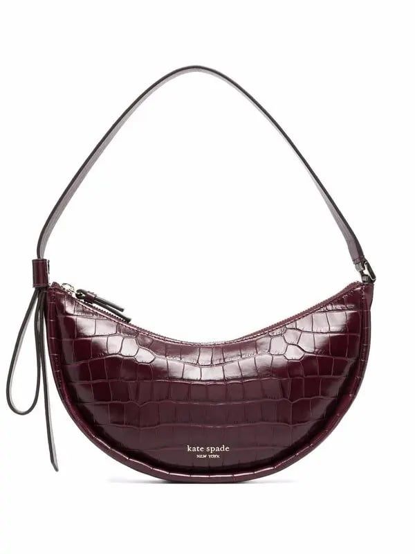NEW!! kate spade Purse | Smile Croc Embossed Leather Shoulder Bag | Burgundy - Value $300