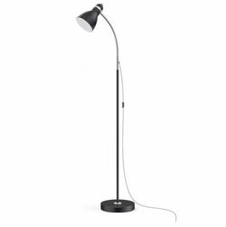 Adjustable Gooseneck Floor Lamp with Heavy Base, Black