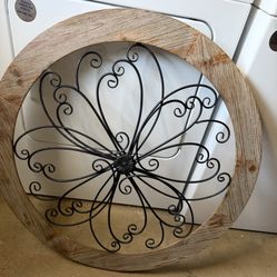 Homegoods Very Large 34 Inch Diameter, Wood And Metal Inside Outside Wall Decor