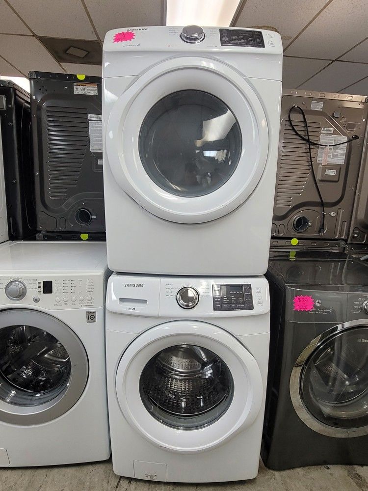 Samsung Front Loading Washer And Stackable Gas Dryer Set