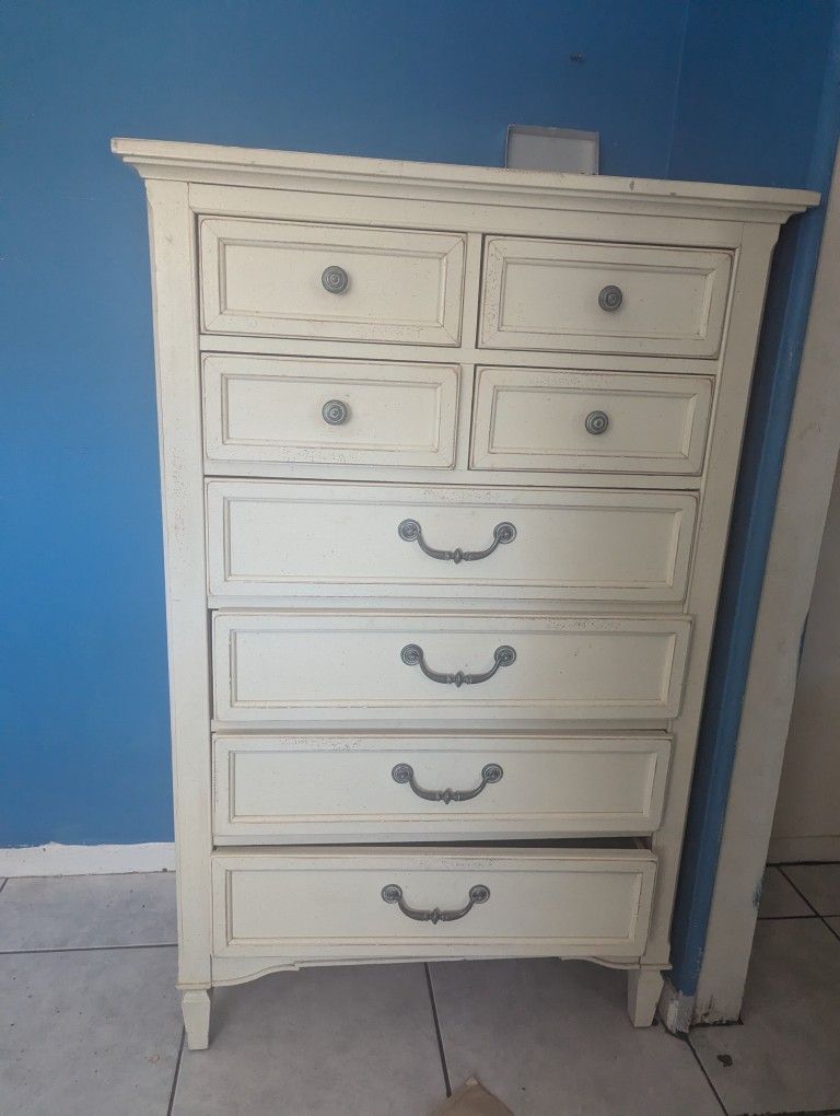 Vintage White Tall Dresser