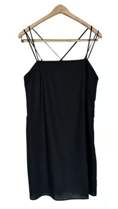 H&M NWT Black Linen Blend Mini Dress Large