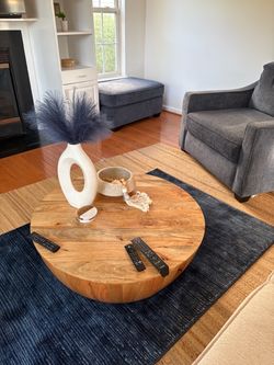 Round Solid Wood African Drum Coffee Table