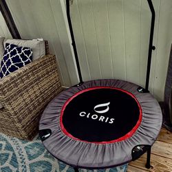 CLORIS /48in Folding Trampoline - Max Load 220lbs / 450lbs Mini Trampoline Rebounder Trampoline for Adults with Adjustable Foam Handle, with safty