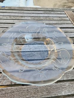 Vintage Flamingo Bowl with Ripple Effect