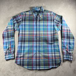 Polo Ralph Lauren Shirt Men’s L Blue Plaid Slim Fit Button Down Oxford New #917