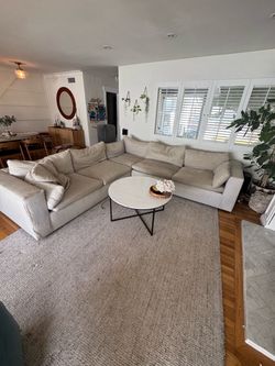 West Elm Harmony Modular Queen Sleeper Sofa- Performance Coastal Linen, Pebble Stone