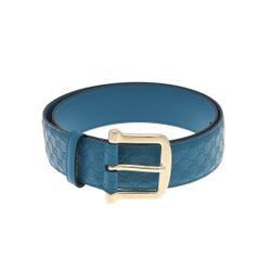 GUCCI unisex Teal blue leather Microguccissima logo GG Belt NEW