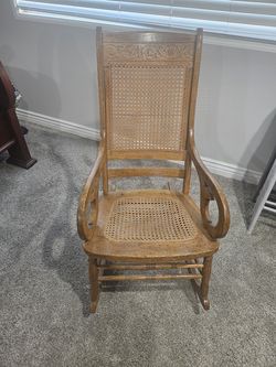 Oak and wicker rocker