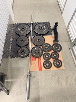 Weider Olympic Barbell and Weight Plate Set