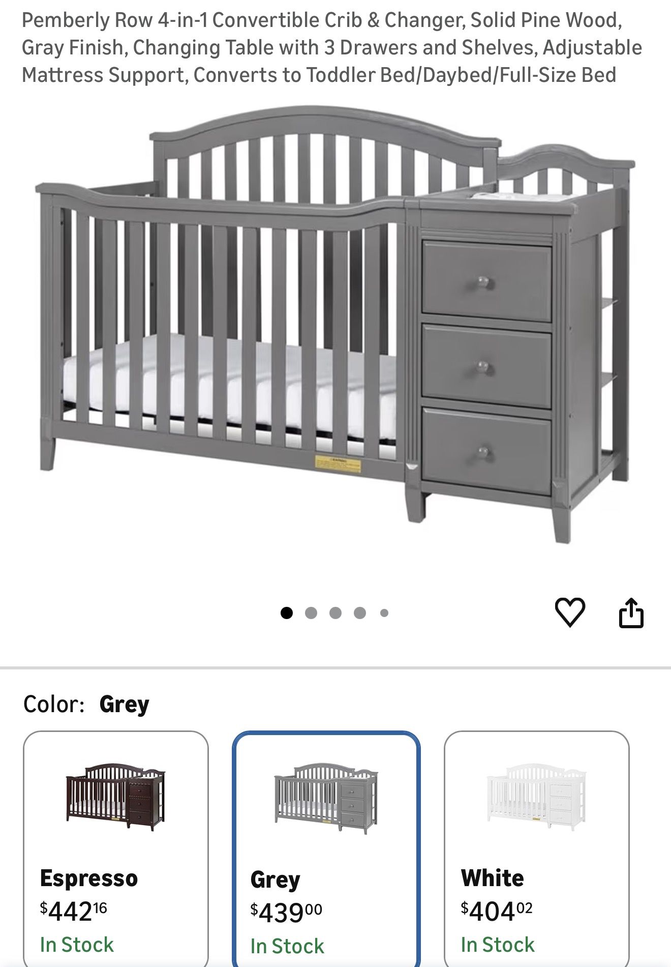 Crib with changing table