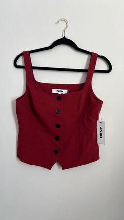 NEW DKNY Women’s Burgundy Button-Front Vest Top – Size 6 – $99 Retail