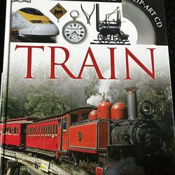 Hard cover train, book with clip art CD NEW