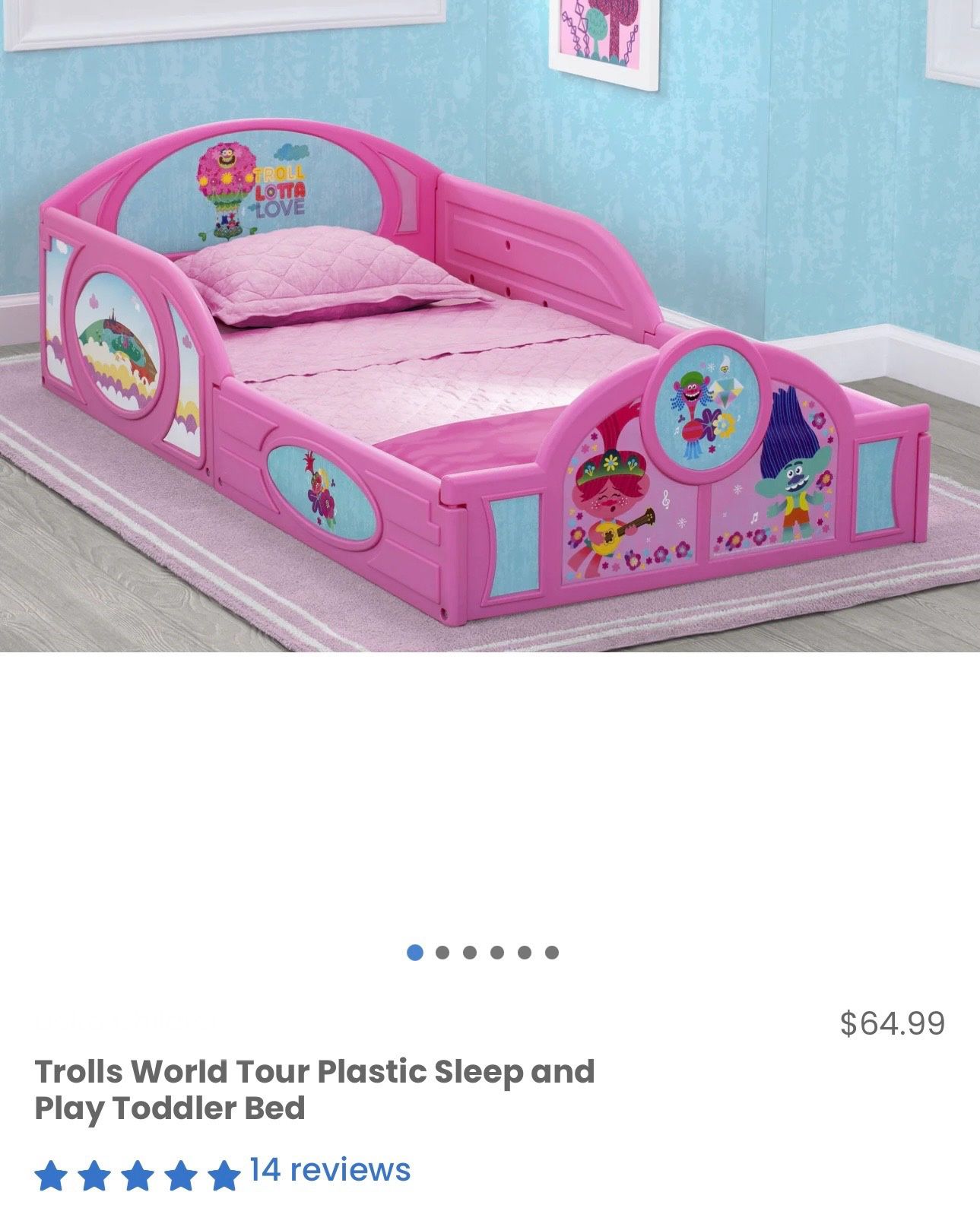 New Trolls Toddler Bed Frame (Mattress Not Included)