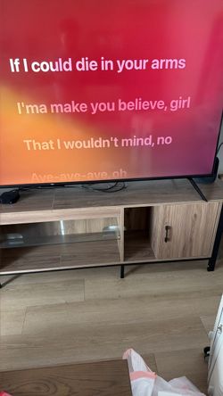 Wood and Metal TV Stand with Cabinet