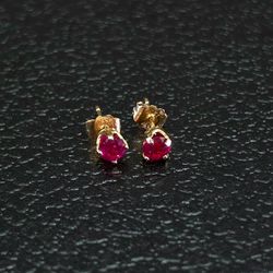 Yellow Gold Ruby Earrings