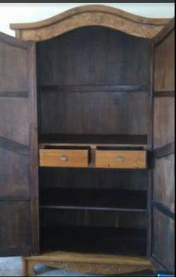 Wooden Wardrobe-Armoire w/cane panels
