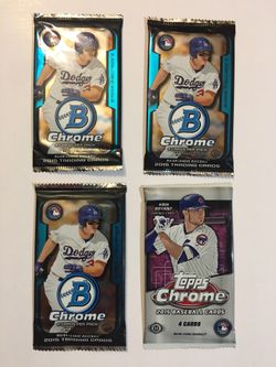 2015 Bowman and Topps Chrome unopened packs of baseball cards