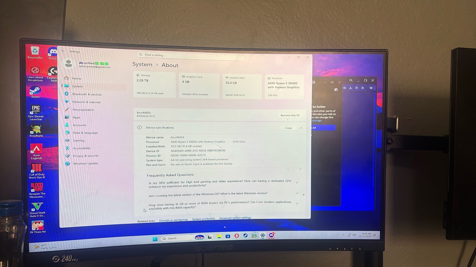 Sky tech Gaming Computer Specs In Picture 4.5 Tb