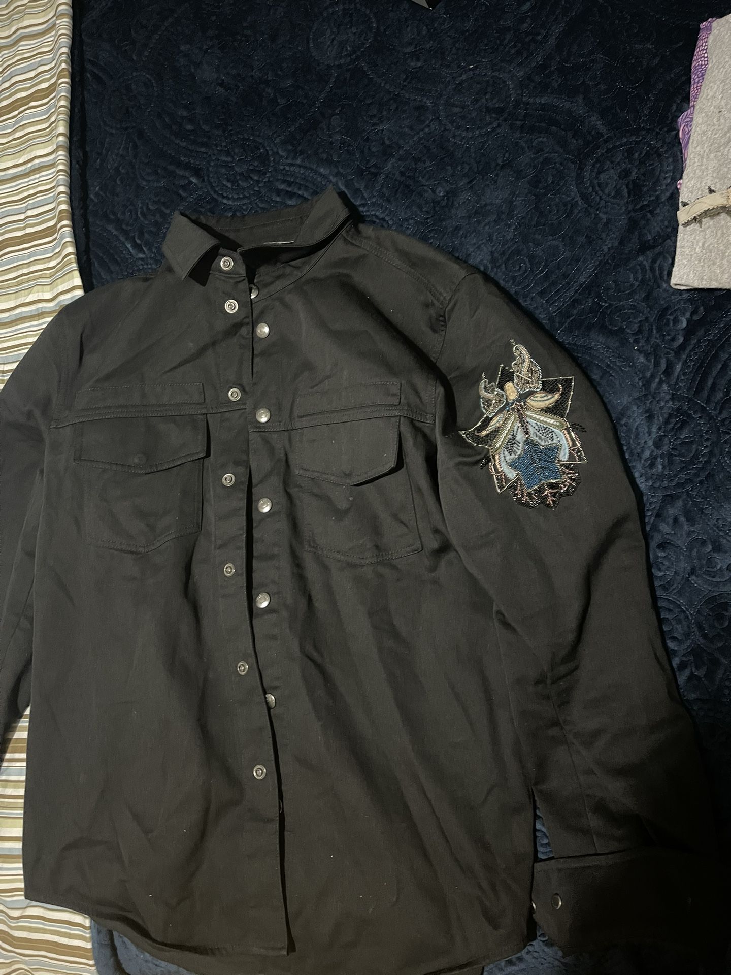 Valentino Embroidered Embellished Denim Jacket Overshirt Men 