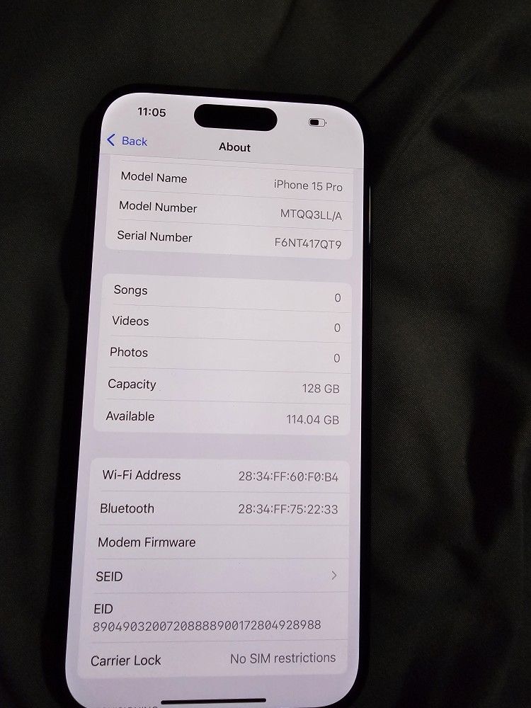 Unlocked Iphone 15 Pro 128gb