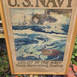 Lithograph Of Navy Recruiting Poster 1(contact info removed)