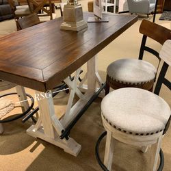 Counter Hight Dining Table And Swivel Bar Stools Take Home Pay Later ⭐$39 Down Payment with Financing ⭐ 90 Days same as cash