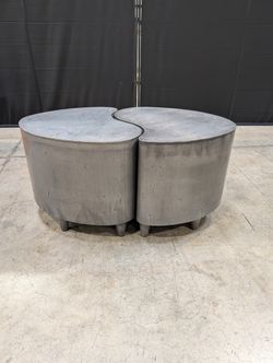 Contemporary Organic Shape Dark Grey Metal Coffee Table Set