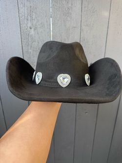 🖤💎 NEW! BLACK RHINESTONE HEART COWBOY HAT | WESTERN GLAM COWGIRL