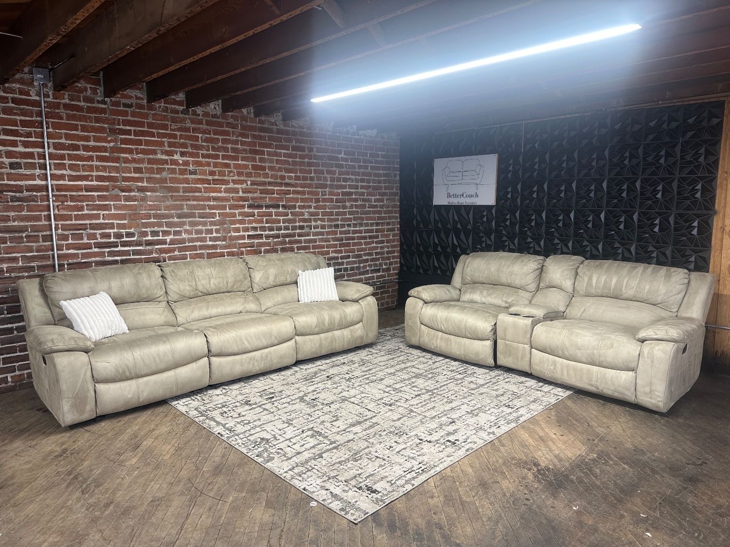 Free Delivery-Cream reclining sofa loveseat couch set