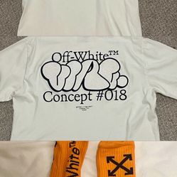 Men Off White Shirt & Socks