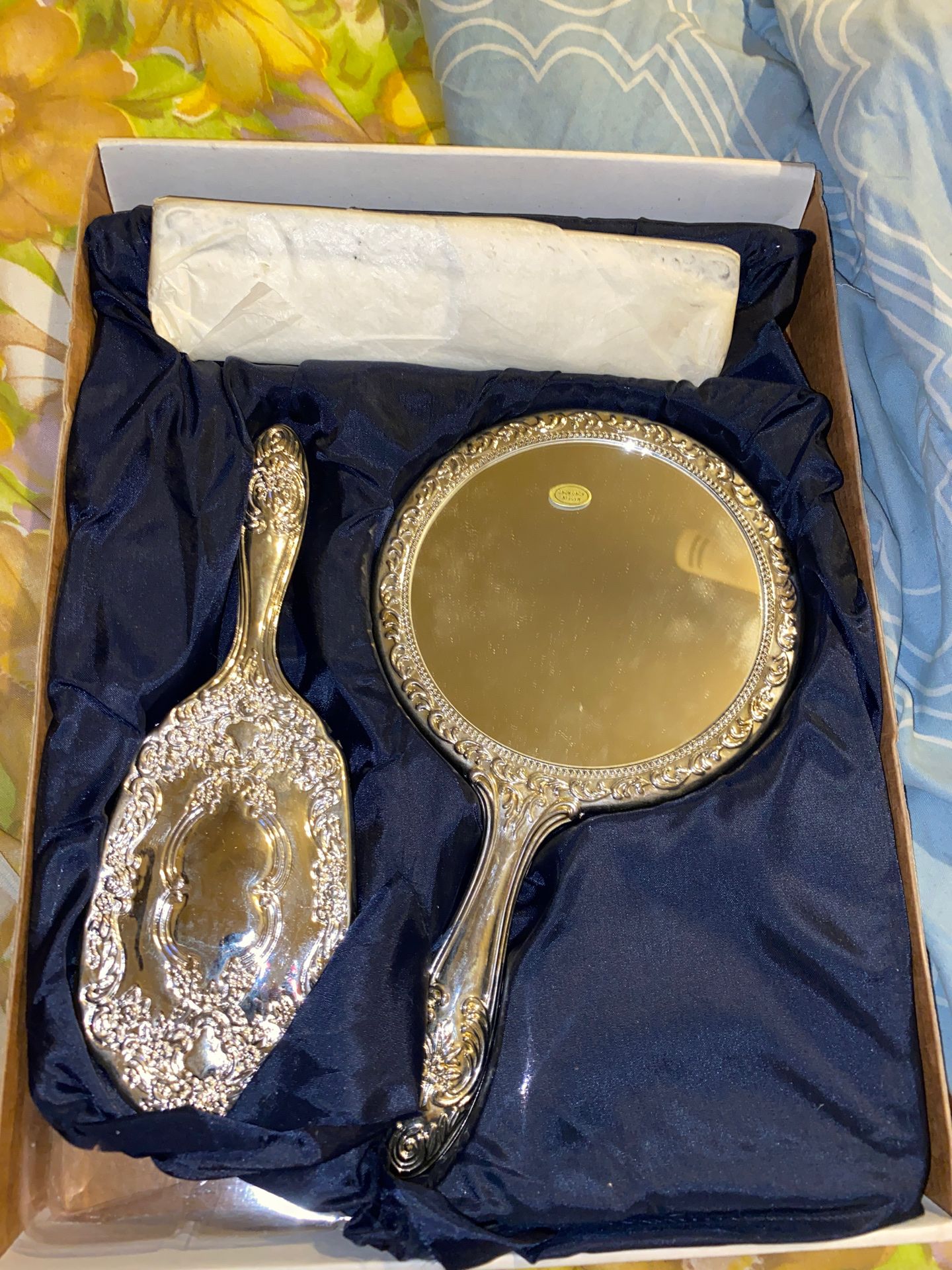 Paul revere silver plated three piece dresser set