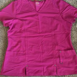 Dickies Xtreme Stretch Fuschia Scrub Top, No Longer Made