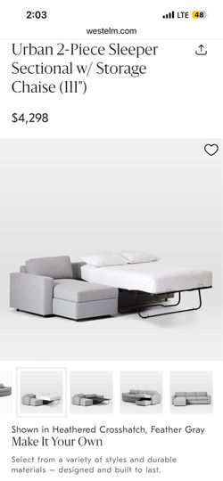 West elm sectional couch sofa