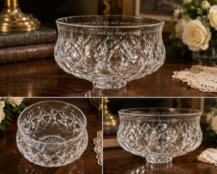 Vintage Lead Crystal Pedestal Bowl with Isaiah 40:31 Scripture – 9’’