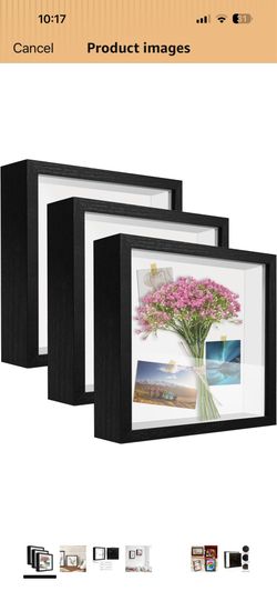 Shadow Box Frame 3D Picture Frame Acrylic Shadow BoxesDisplay Case Box for Memorabilia, Crafts, Tickets and Photos (3pcs-Black, 12x12)
