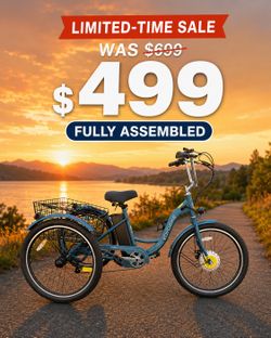 MOONCOOL MC350 Trike – 700W Peak, 36V 10.4Ah, Up to 60 Miles – $499